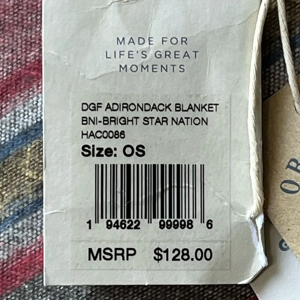 Faherty x Doug Good Feather Adirondack Blanket 52x72 Woven Organic Cotton Beach